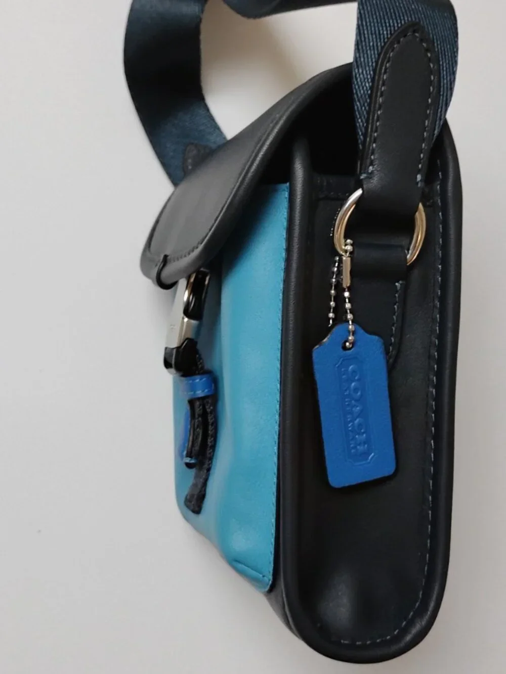 Coach Charter North/South Crossbody C6692 Blue and Black Leather